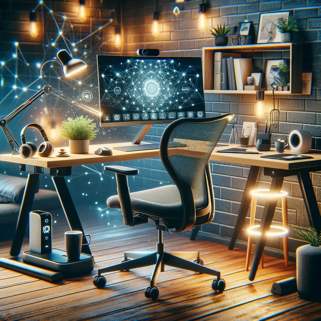 Smart home office setup with tech gadgets