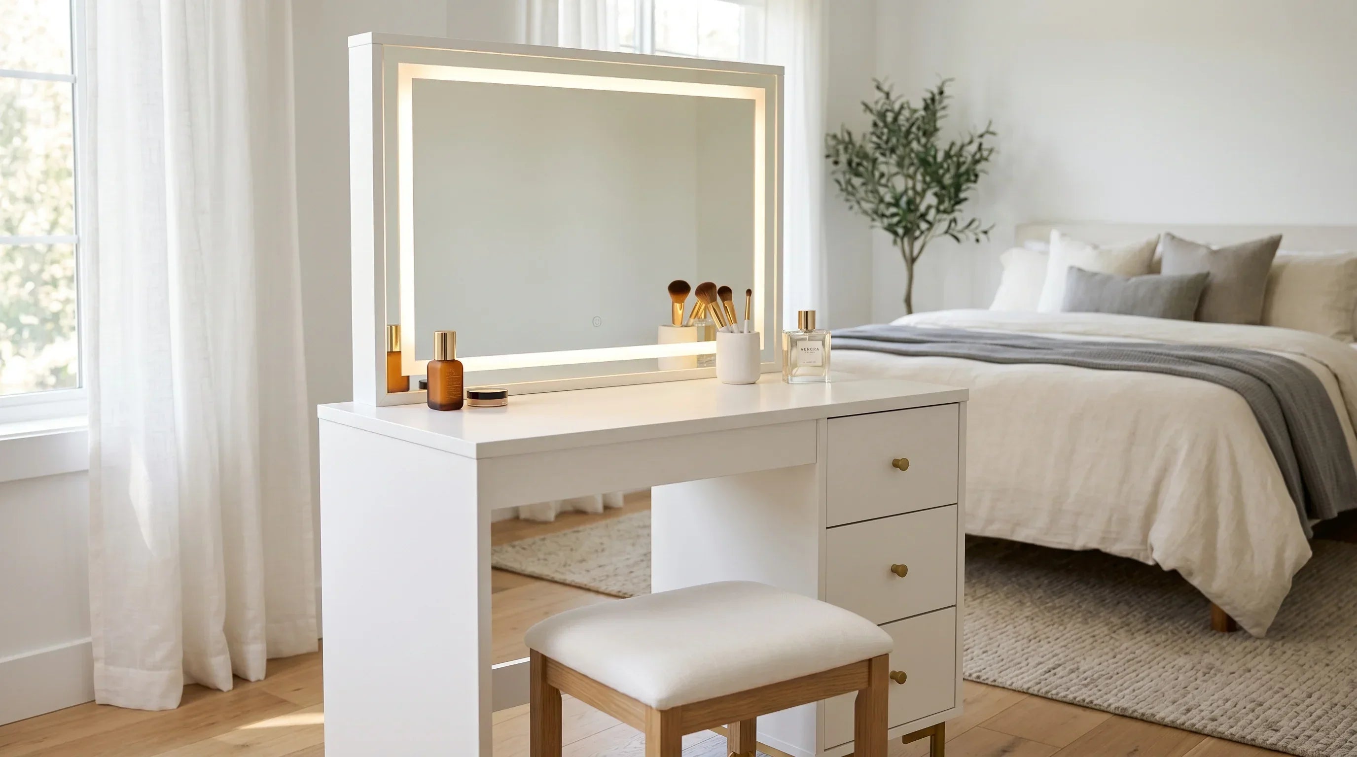 vanity desk mirror with lights