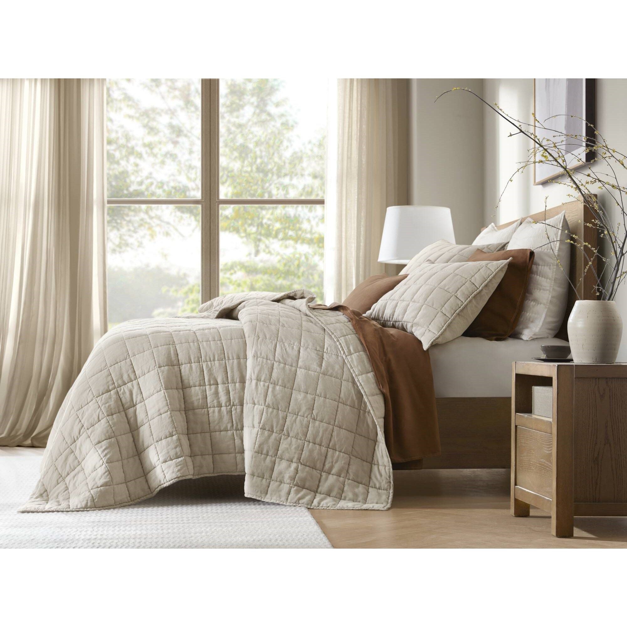 French Flax - Full/Queen Linen Garment Washed Quilt Set - Linen