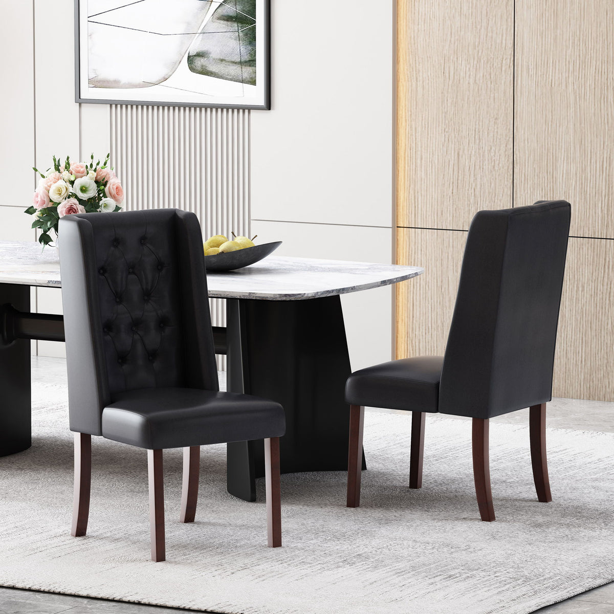 Sophisticated Tufted Dining Chair With High Back Design