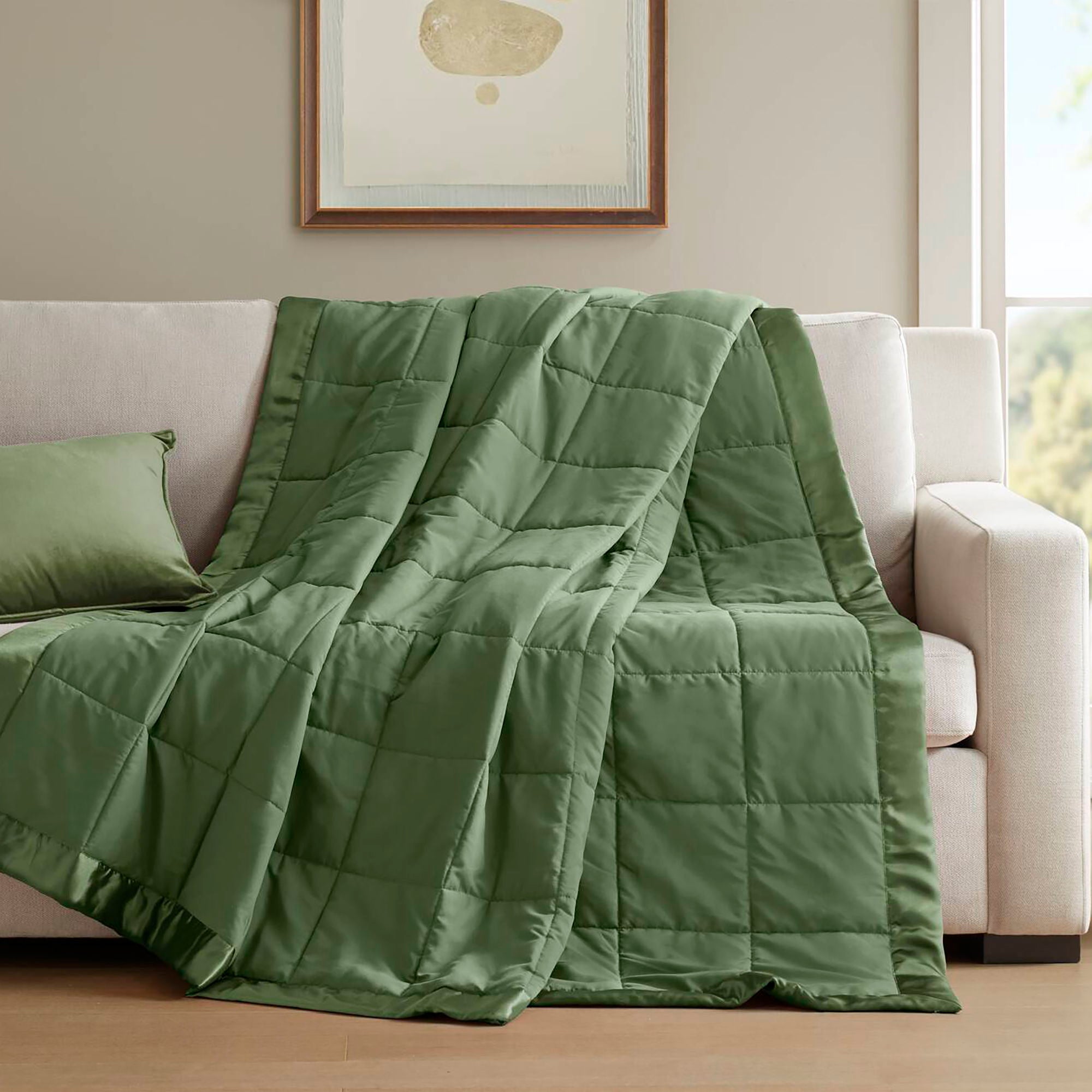 Windom - Twin Lightweight Down Alternative Blanket With Satin Trim - Green