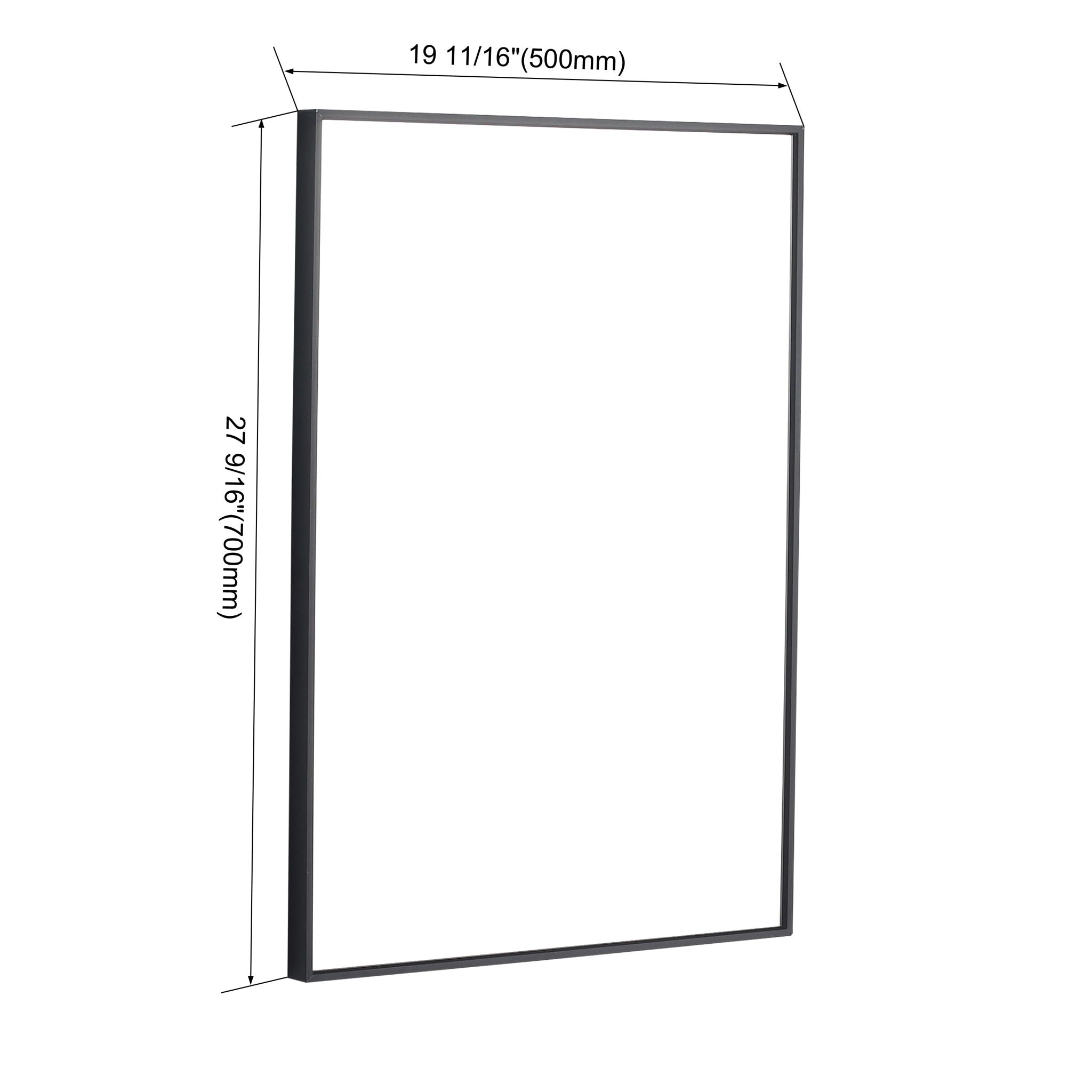 20" Rectangular Wall Mounted Mirror - Black