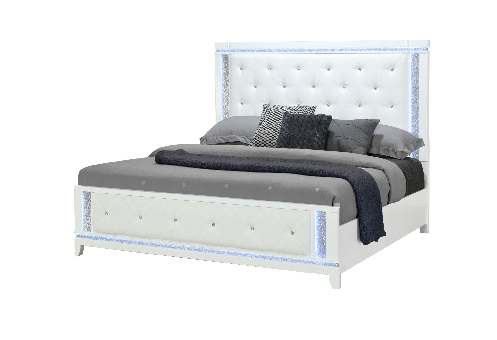 Aline - King Bed Headboard With LED - White