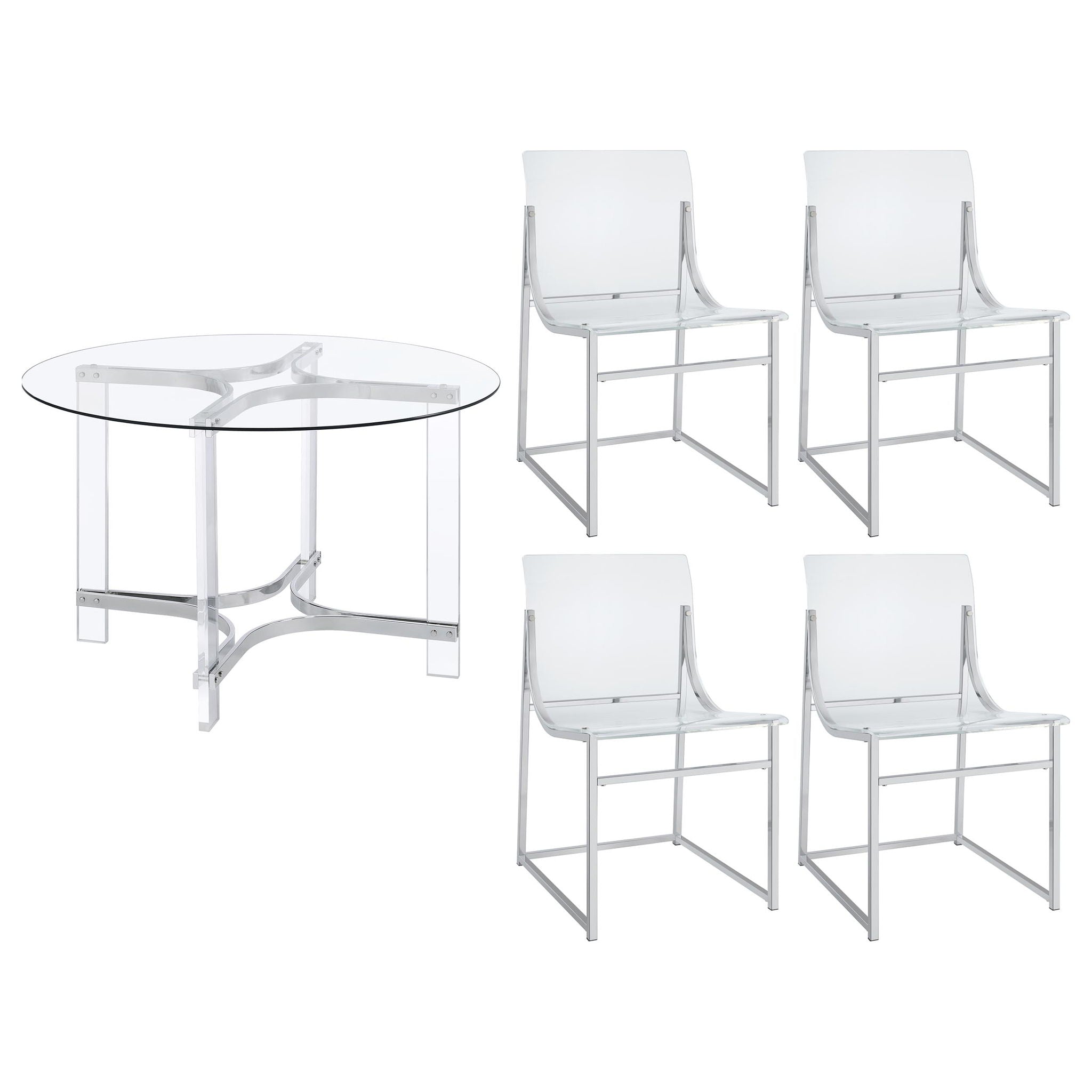 Uptown - 5 Piece Round Dining Set - Chrome