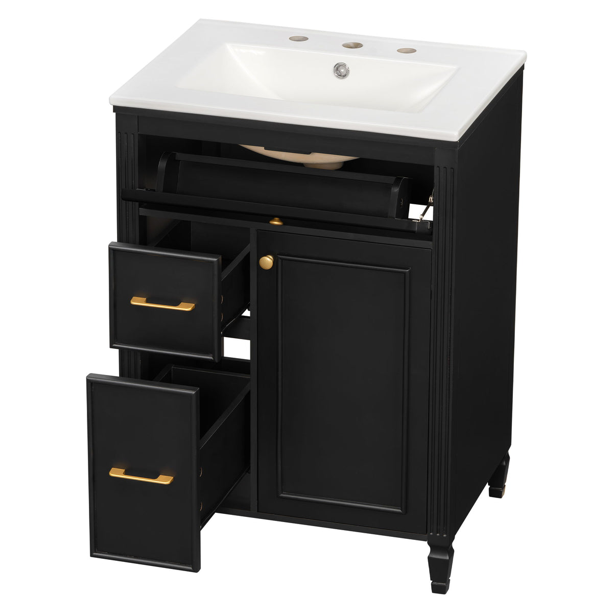Freestanding Bathroom Vanity With Sink, Soft Close Door, Tip Out Drawer