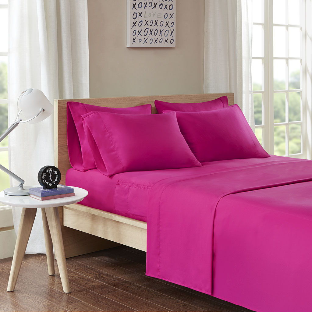 Microfiber - Sheet Set With Side Storage Pockets - Pink