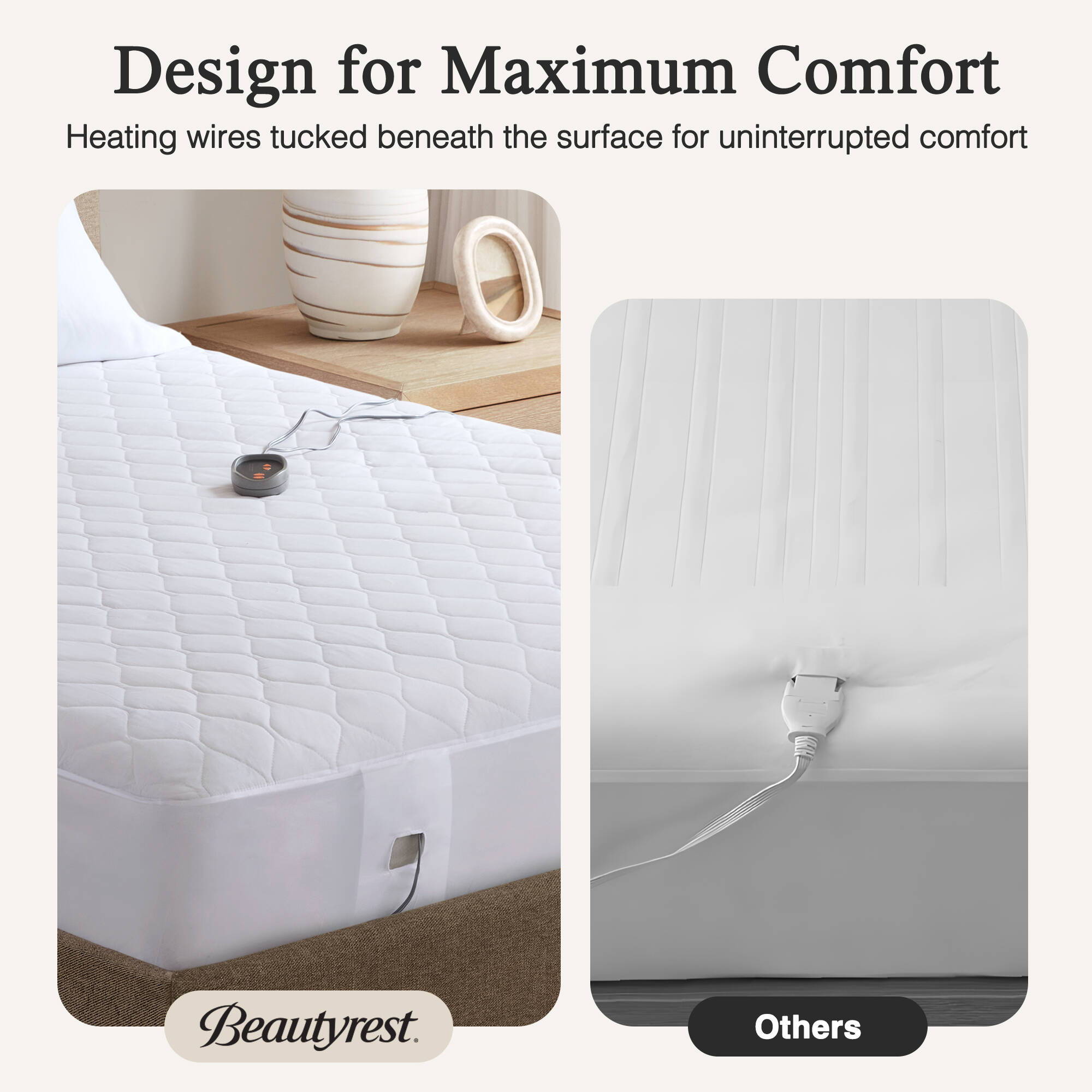 Cotton Blend - 15" Queen Heated Mattress Pad - White