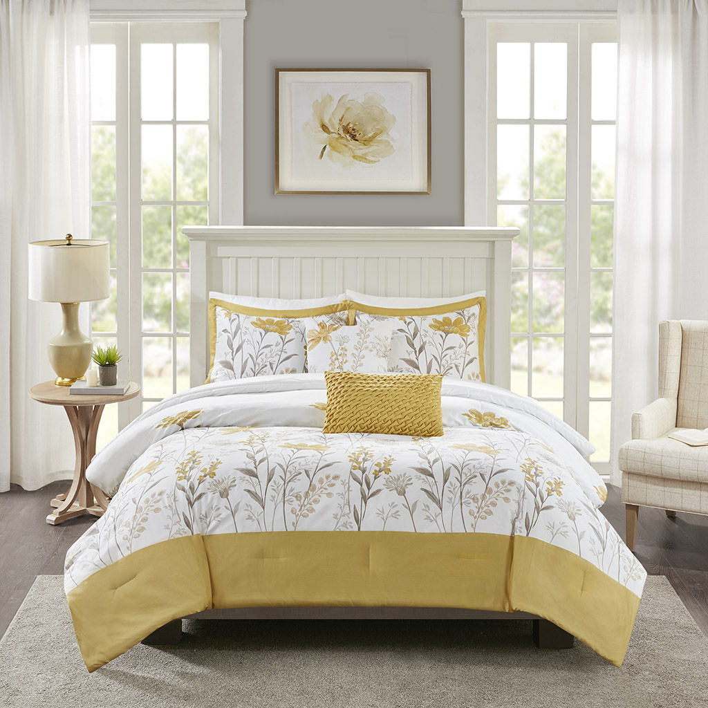Meadow - 5 Piece Comforter Set - Yellow