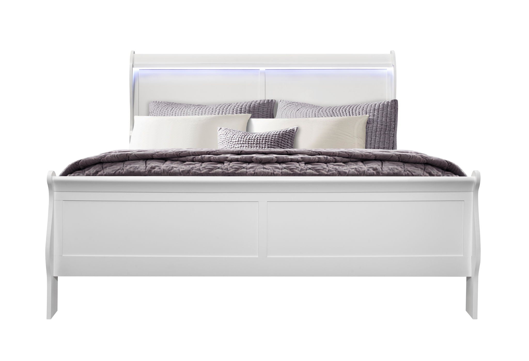 Charlie - King Bed With LED Headboard & Footboard - White