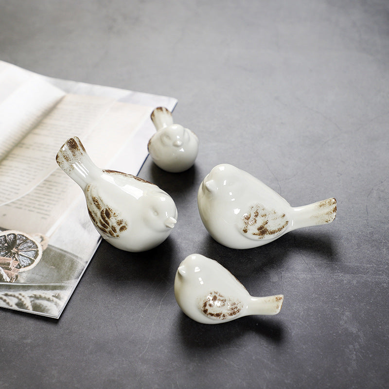 Modern Minimalist Nordic White Ceramic Bird Creative Decoration Home Living Room Office Decoration