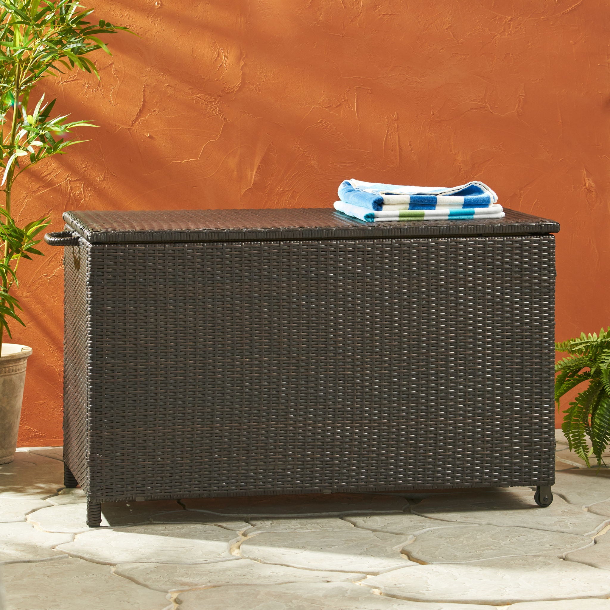 Blake - Wicker Cushion Box - Brown Multi
