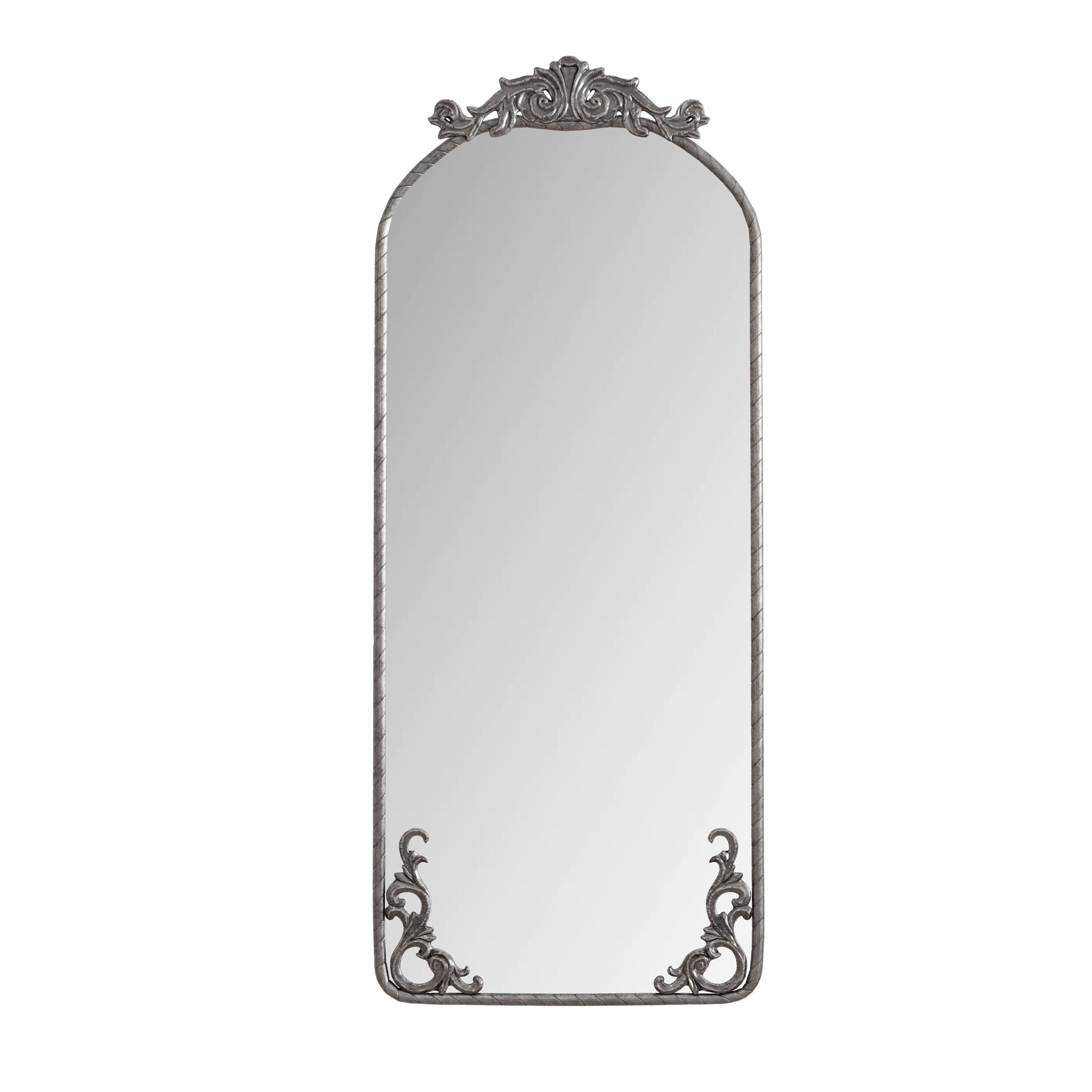 Full Body Arched Mirror With Vintage Carved Applique