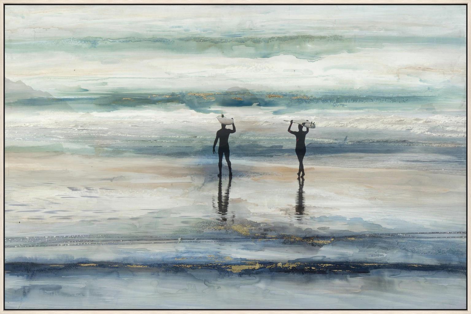 Surfer Stroll - 32" x 48" Framed Wall Art - Blue