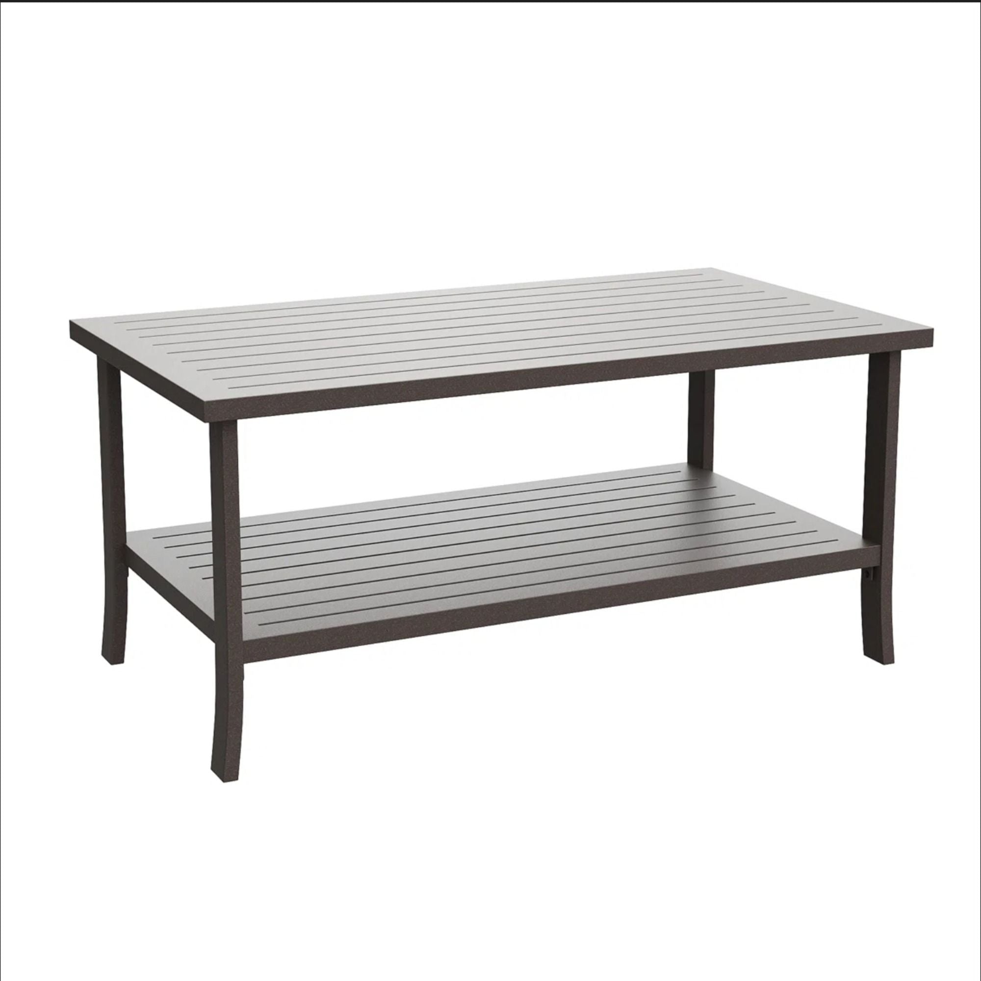 Rectangular Outdoor Coffee Table, 2 Tier All Weather Patio Table - Brown