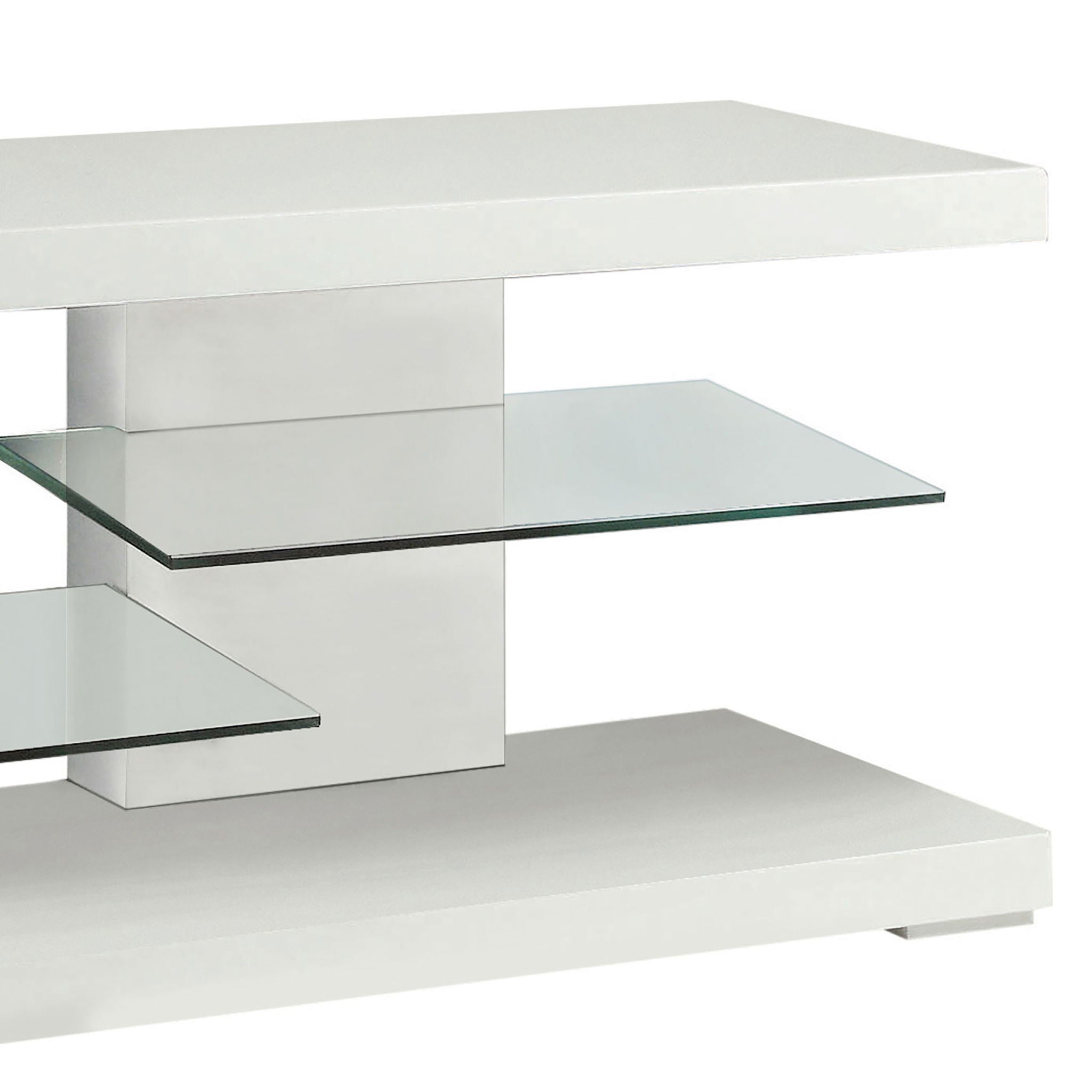 Strick & Bolton - Shelf TV Stand With Tempered Glass Shelves - White