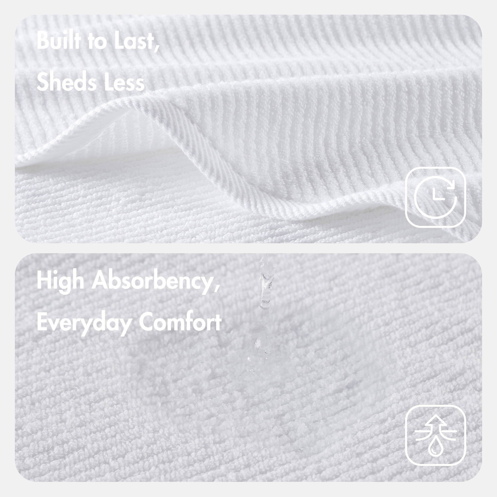 Diagonal Ribbed - 6 Piece Washcloths Set - White