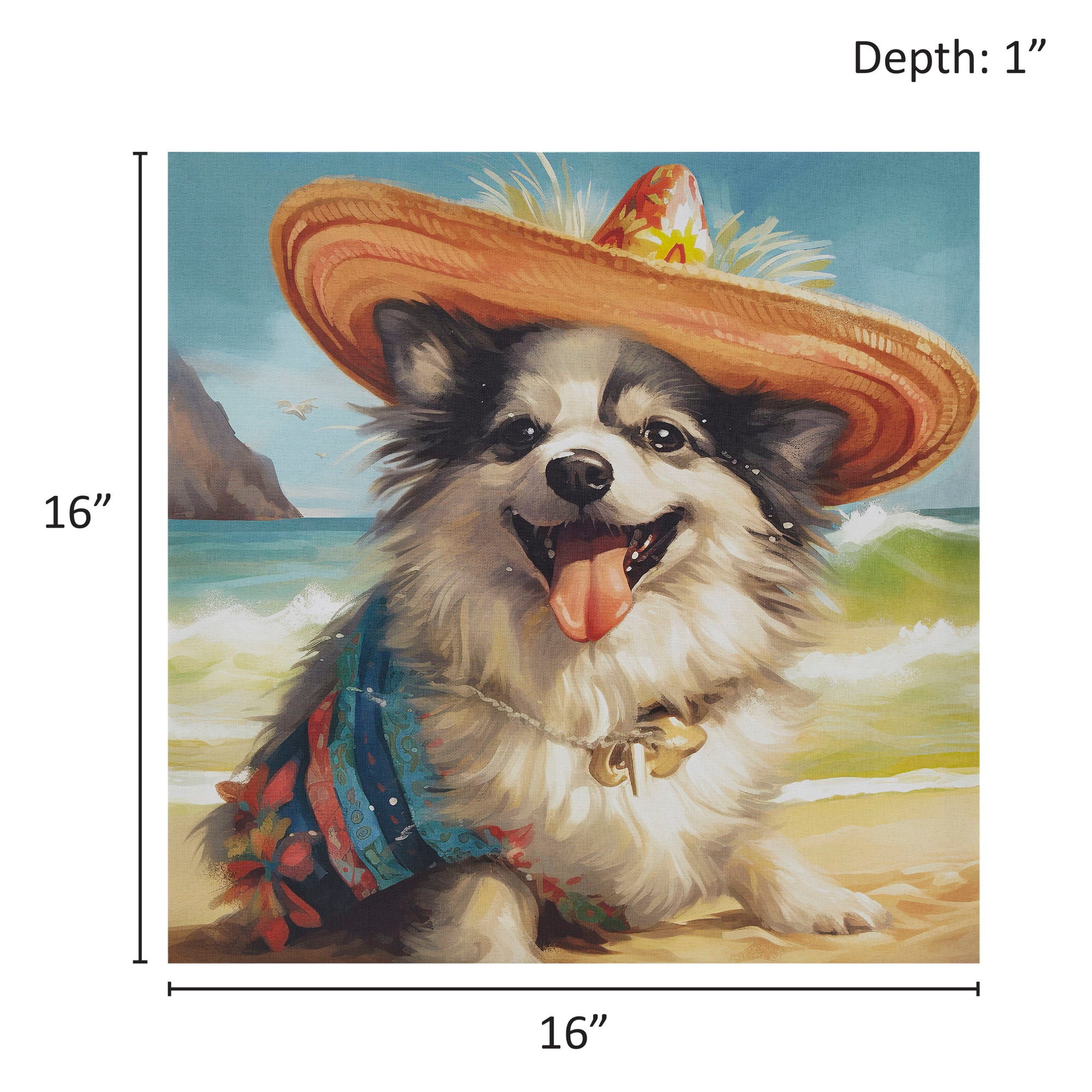 Beach Dogs - Chihuahua Canvas Wall Art - Blue Multi