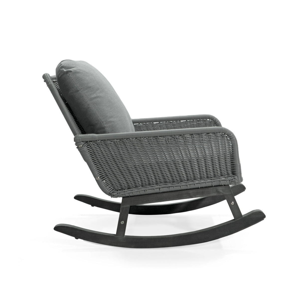 Contemporary Minimalist Wicker Rocking Chair With Soft Cushions