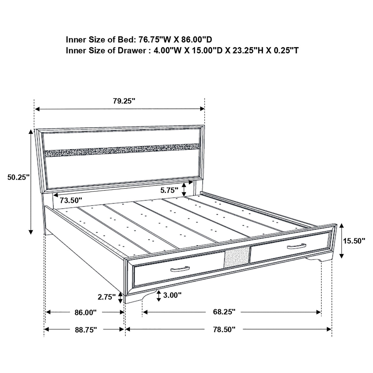 Storage Platform Bed 2 Drawer