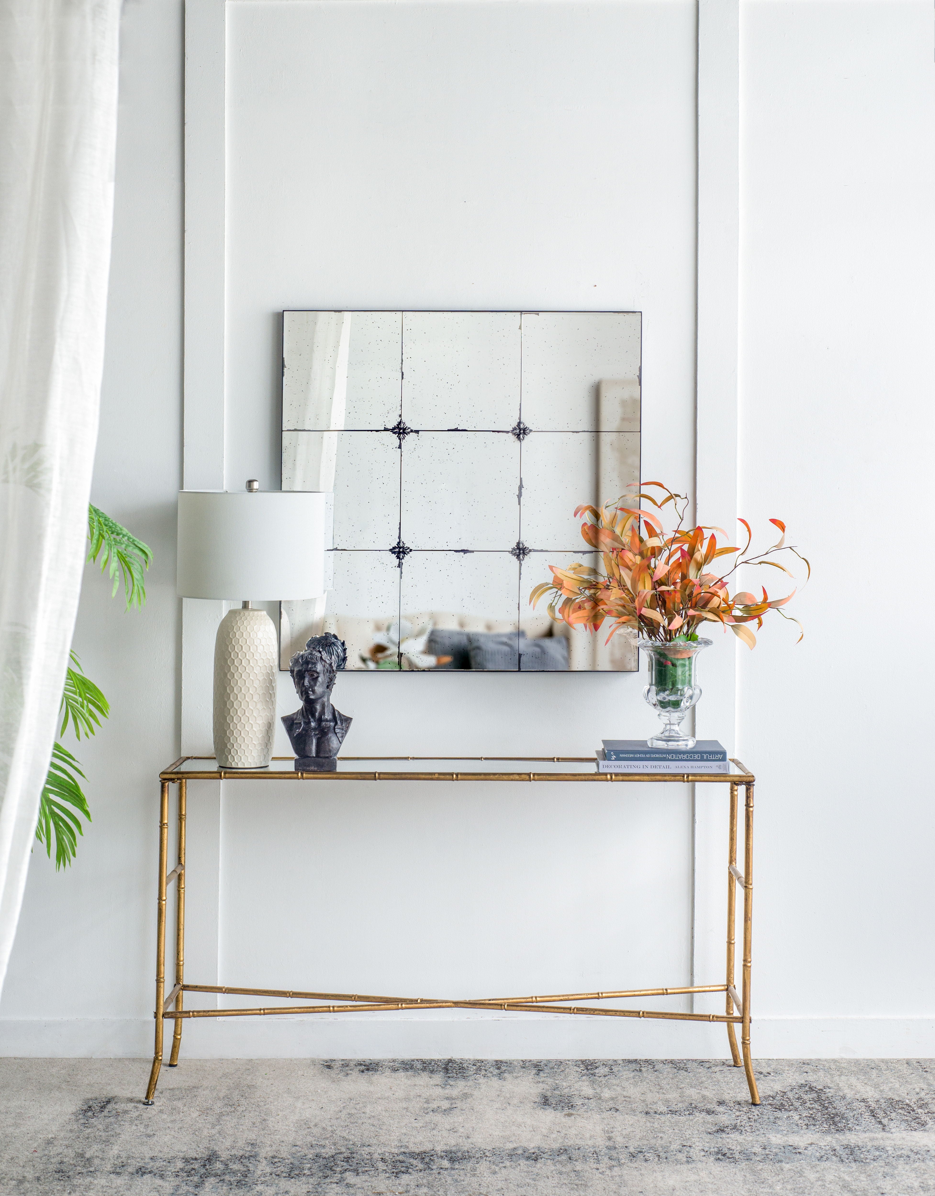 Traditional Decor Style Antique Glass Panel Mirror, Wall Mirror For Bathroom Entryway Console Lean Against Wall