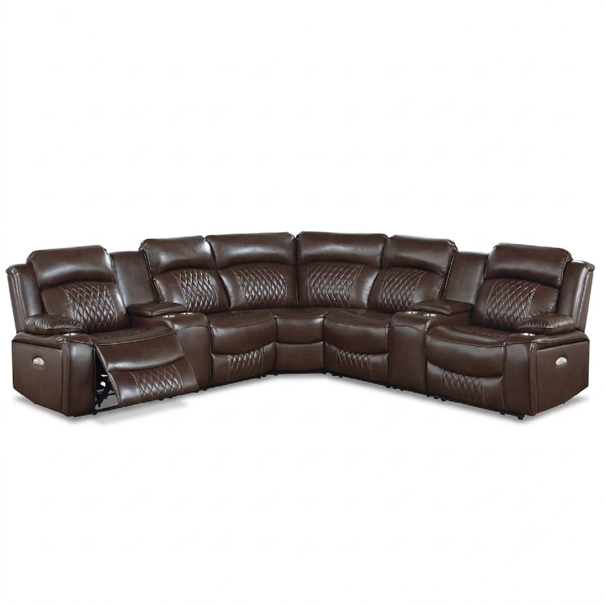 Power Motion Reclining Sectional Set With Console