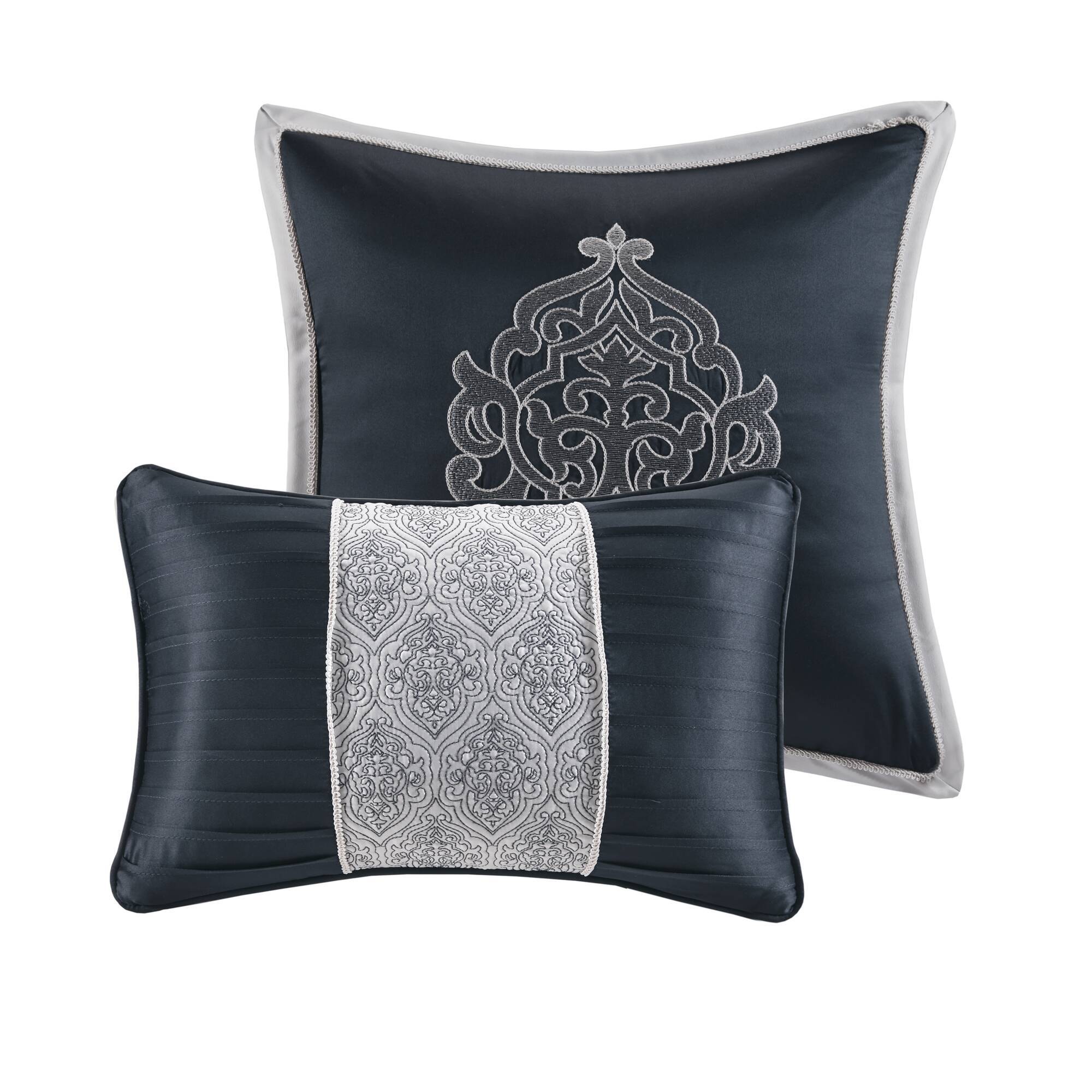 Odette - King 8 Piece Comforter Set - Navy