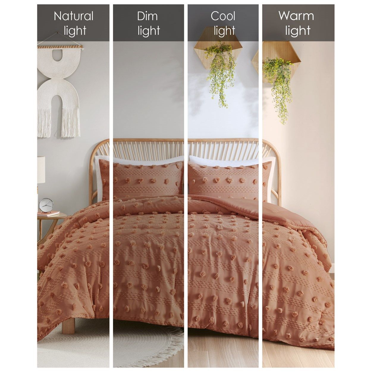 Lucy - Clip Jacquard Comforter Set - Rust