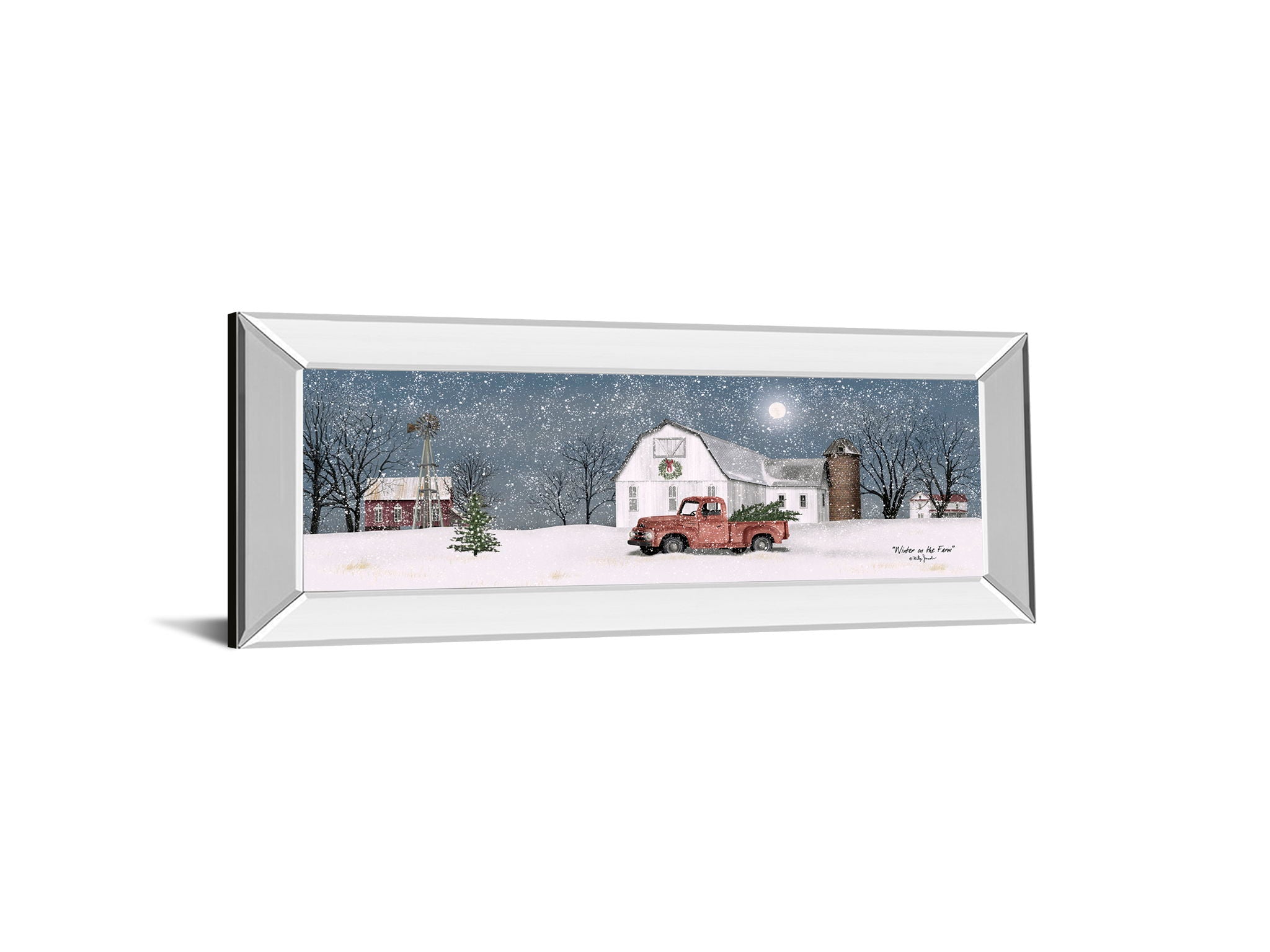 Winter On The Farm By Billy Jacobs - Mirrored Frame Wall Art - Dark Gray