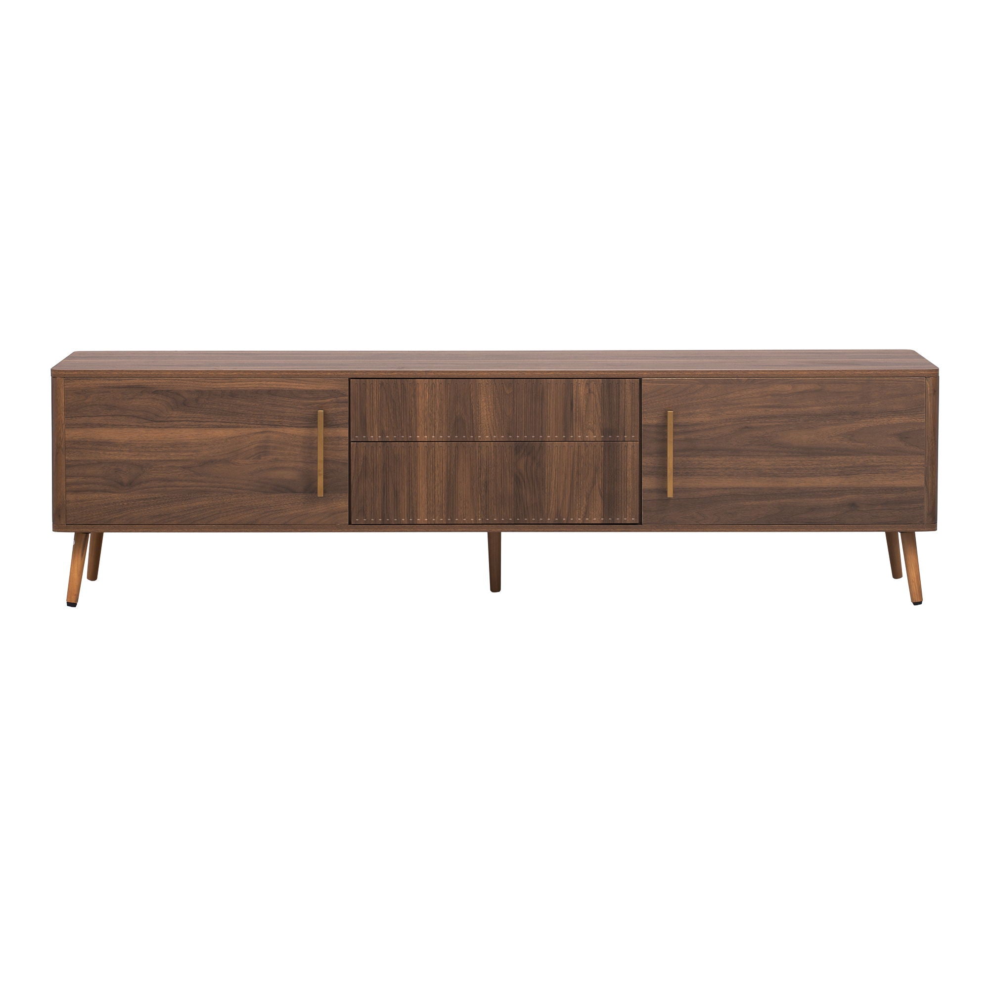 TV Stand With 2 Drawers, Media Console Table For TVs Up To 80'' For Living Room - Walnut