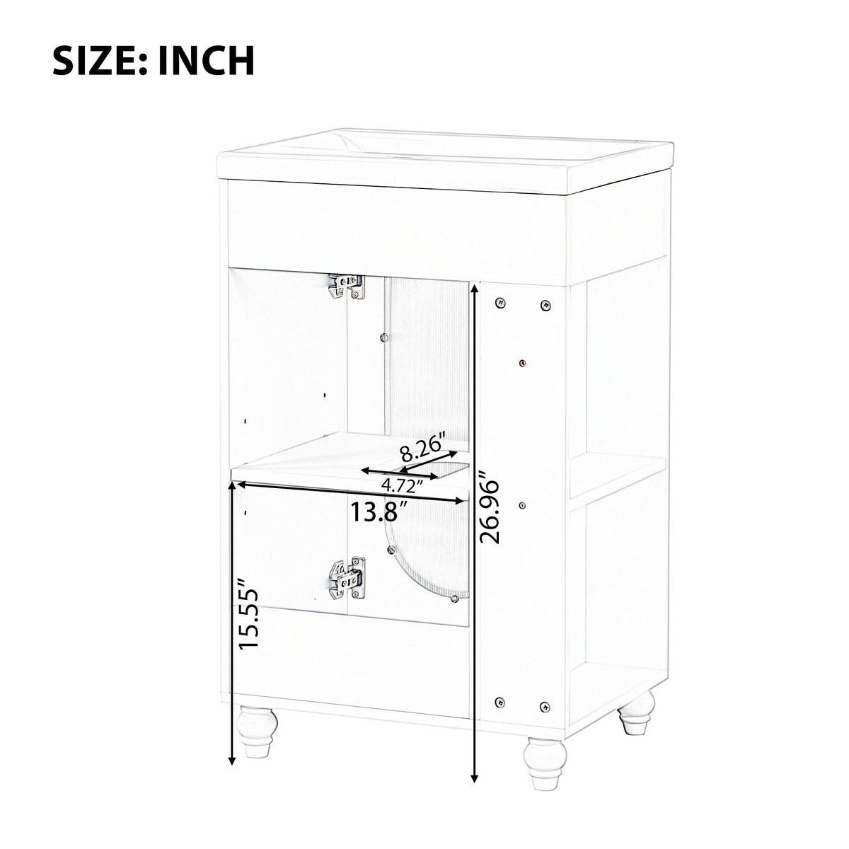 Modern Bathroom Vanity With Sink, Adjustable 2 Tier Shelf
