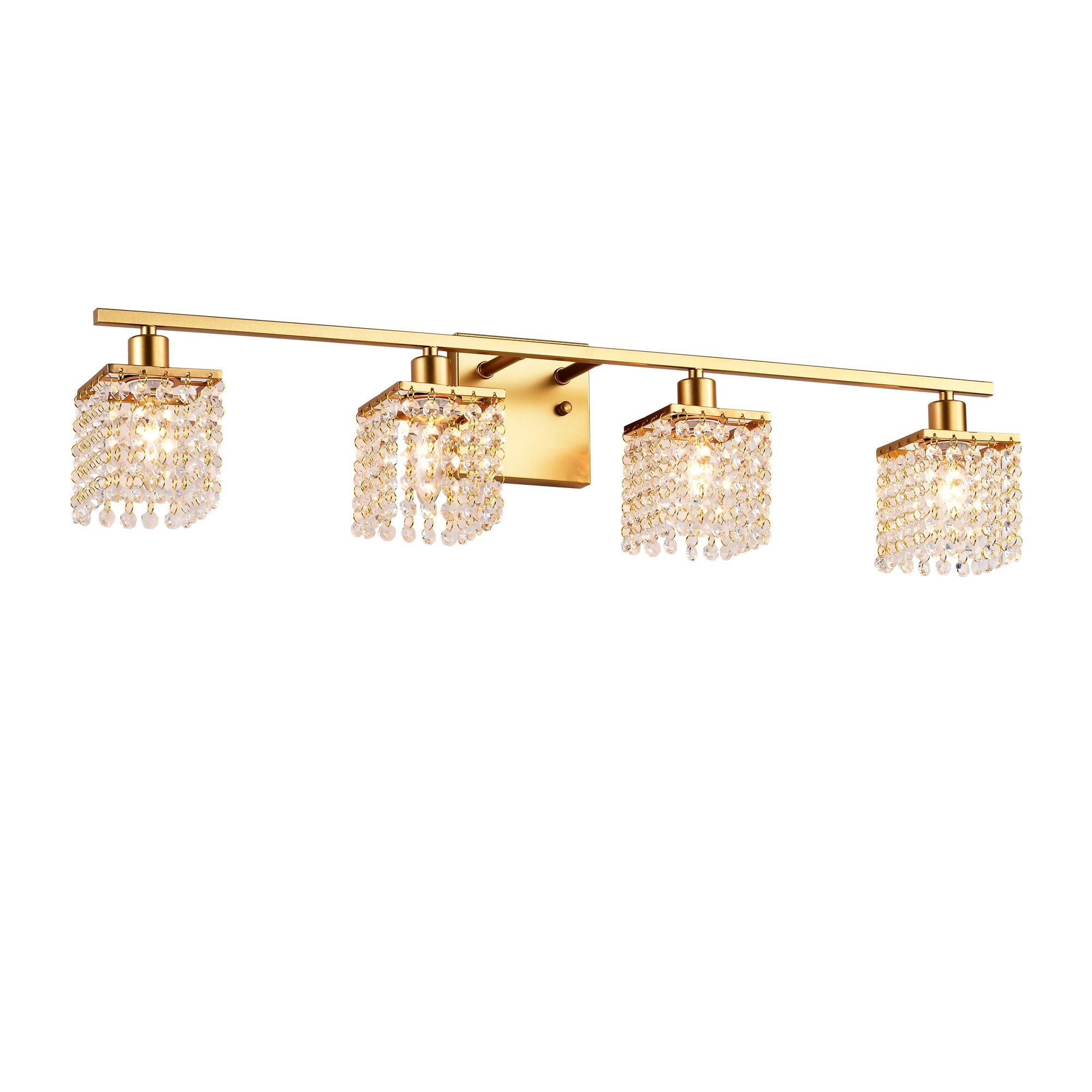 4 Light Bathroom Light, Modern Vanity Lights With Crystal Shade, Vintage Light Fixture Bathroom Over Mirror Wall Lights For Kitchen Dinning Room Bedroom Hallway (Does Not Include Light Bulbs) - Gold