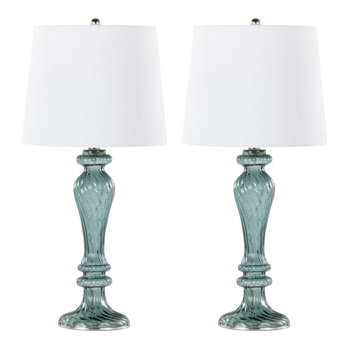 Windsor - Contemporary Table Lamp (Set of 2) - Clear Turquoise / Off White