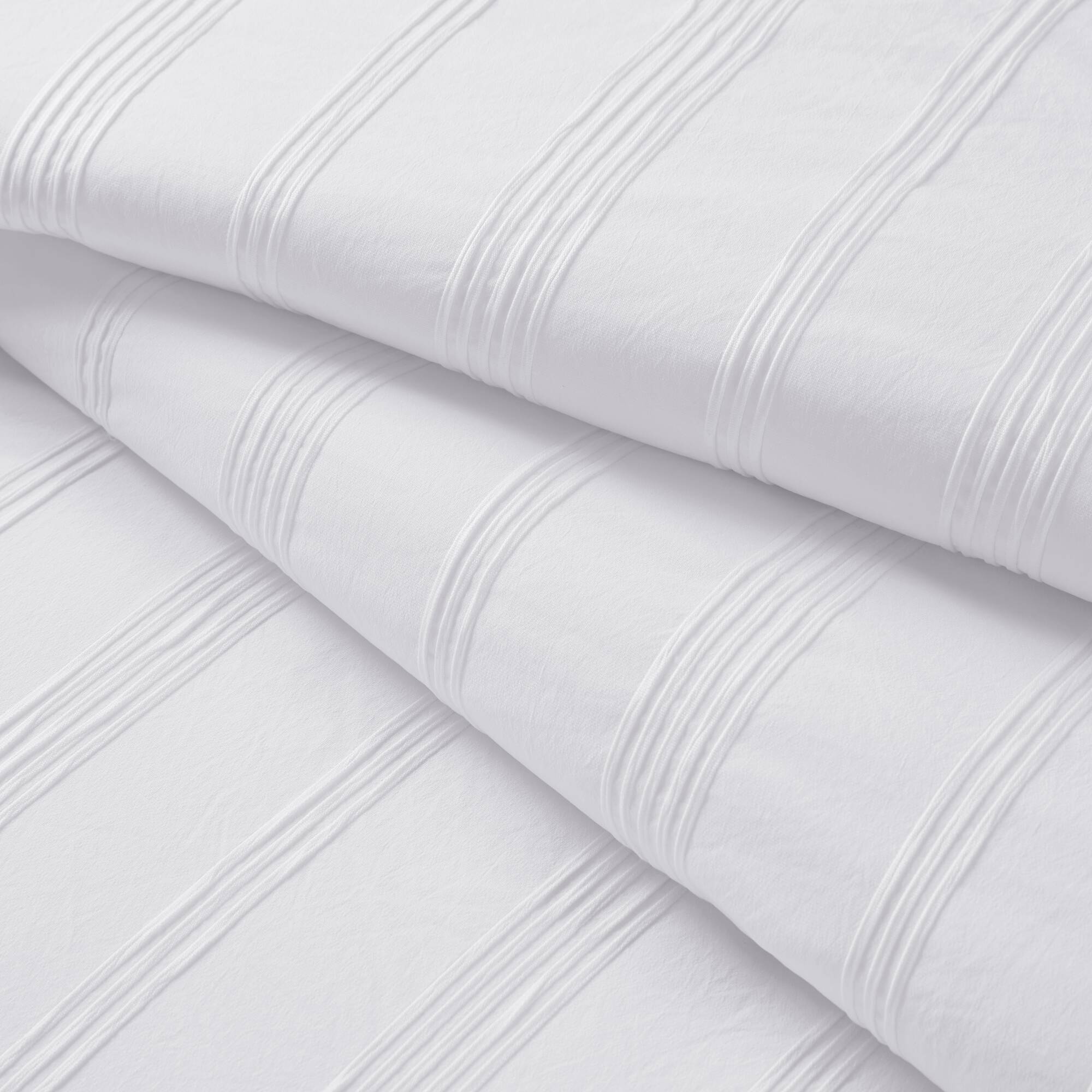 Logan - Twin/Twin Long Striped Duvet Set - White