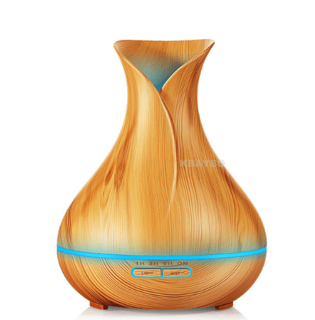 Aroma Essential Oil Diffuser Ultrasonic Air Humidifier with Wood Grain 7 Color Changing LED Lights for Office Home 400ml