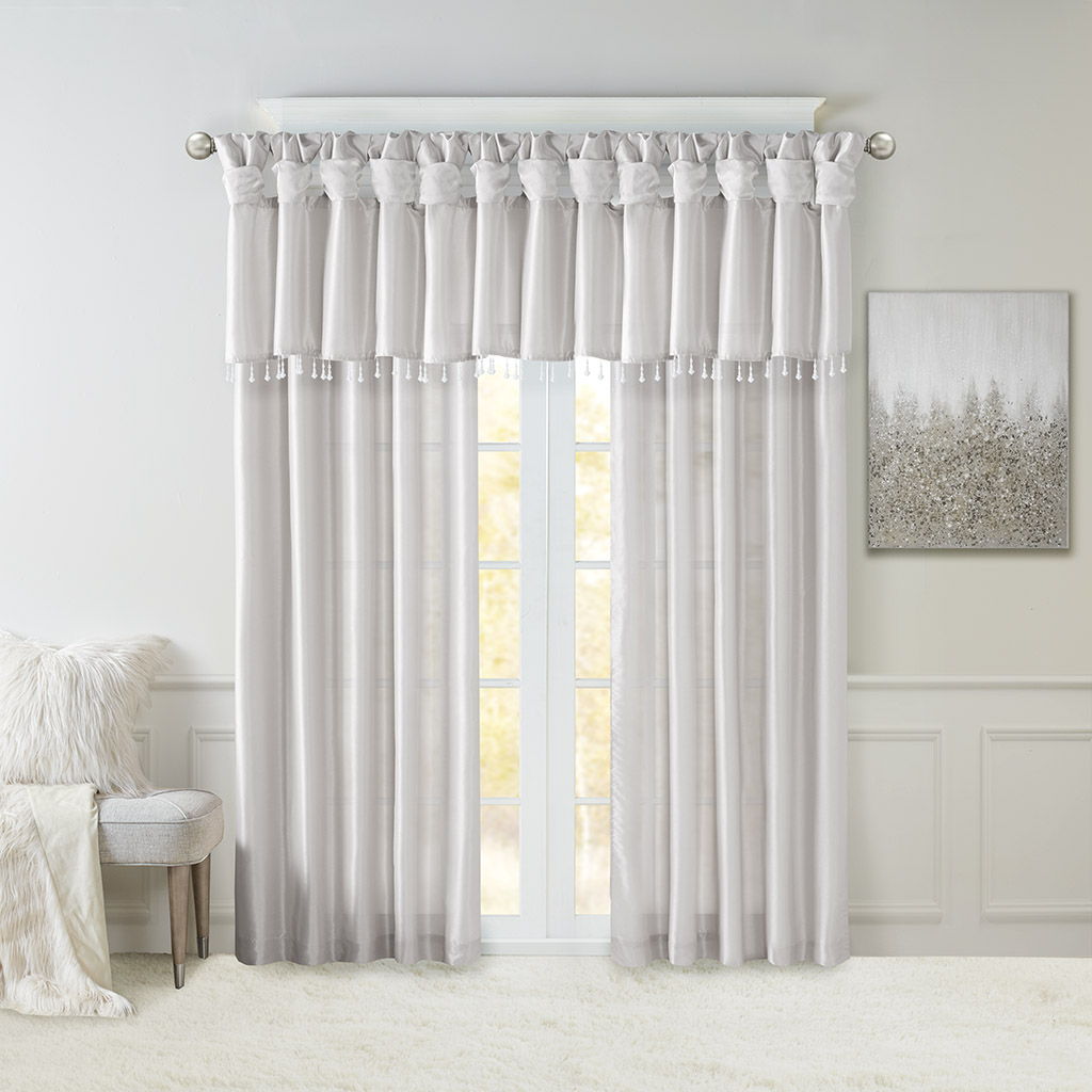 Emilia - Lightweight Valance With Beads - Silver