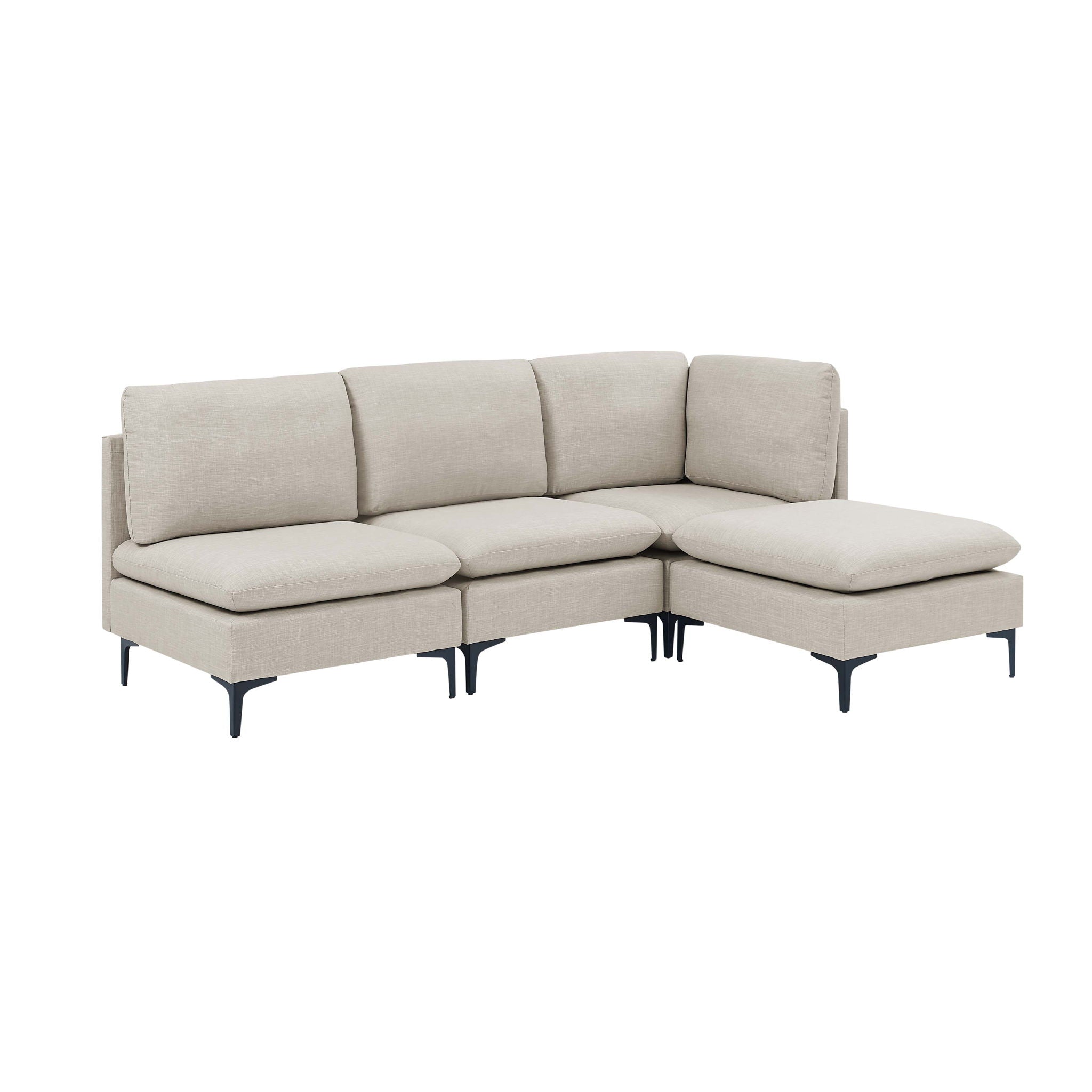 Upholstered Modular Sectional With Tall Legs, Medium Firm Seat