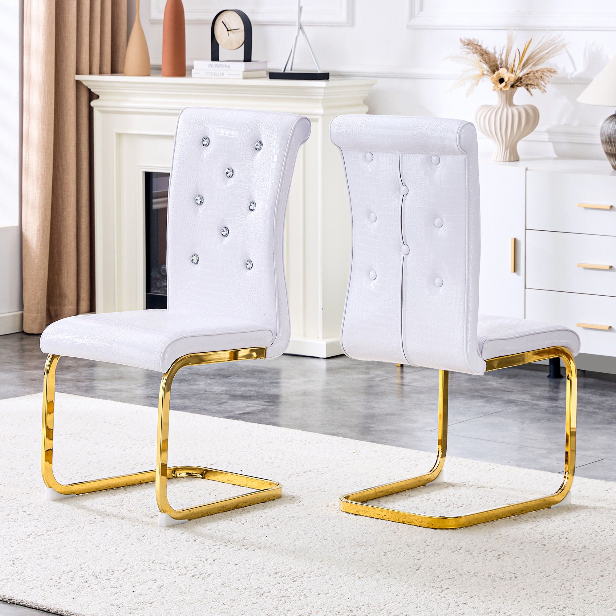 Elegant Design Alligator Skin Upholstered Dining Chairs