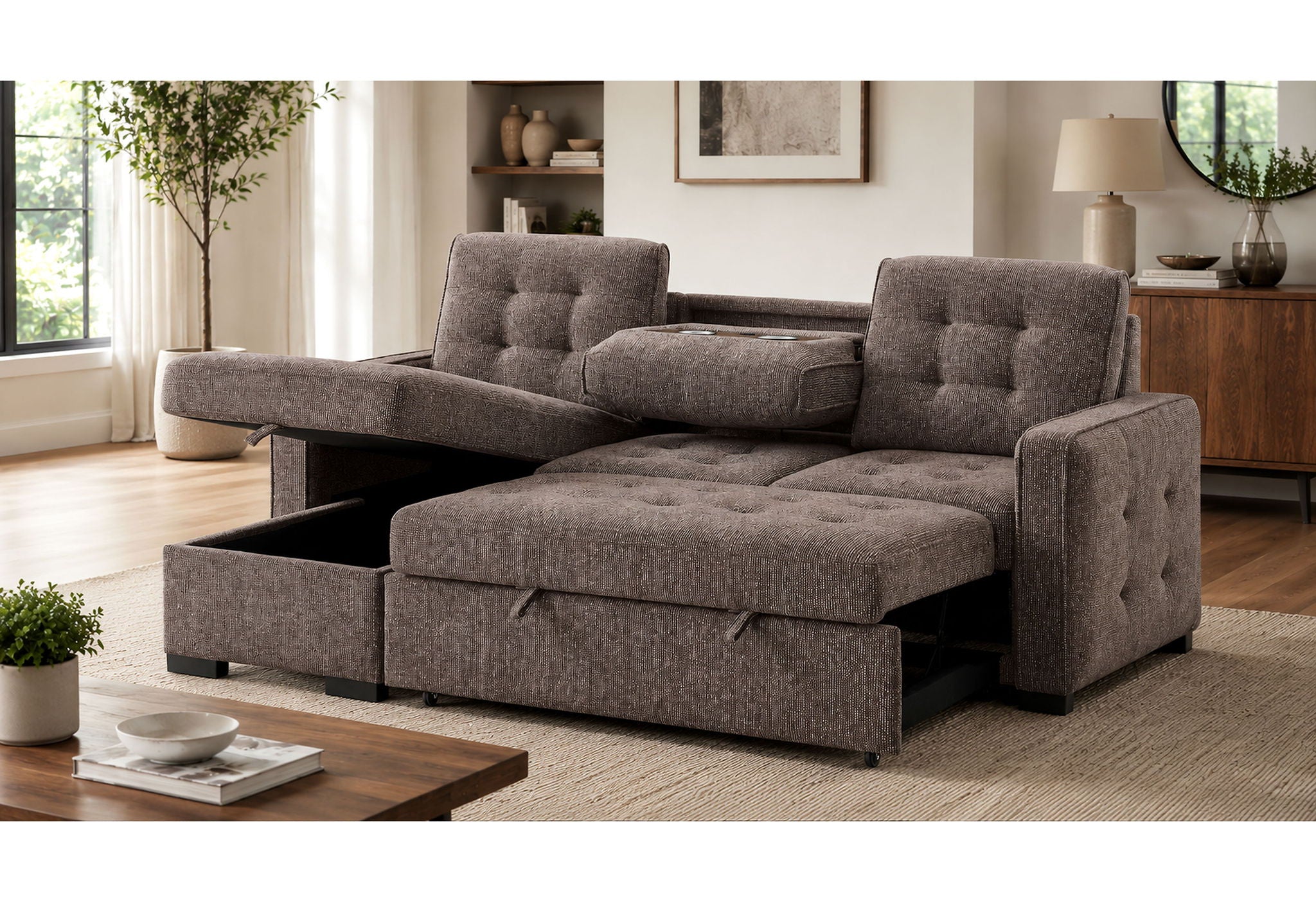 U0707 - Reversible Sofa Bed - Brown