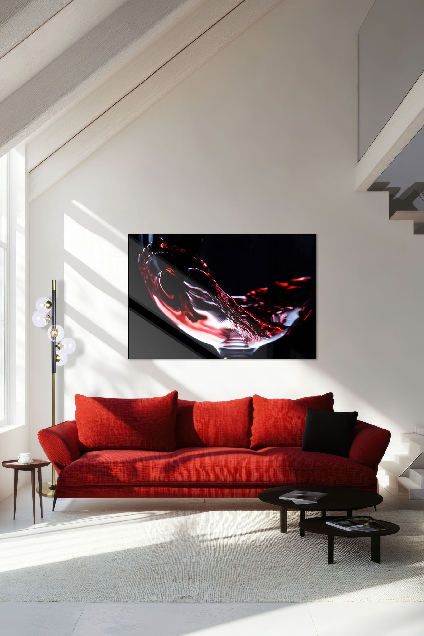 Crimson Pour Tempered Glass - Black / Red