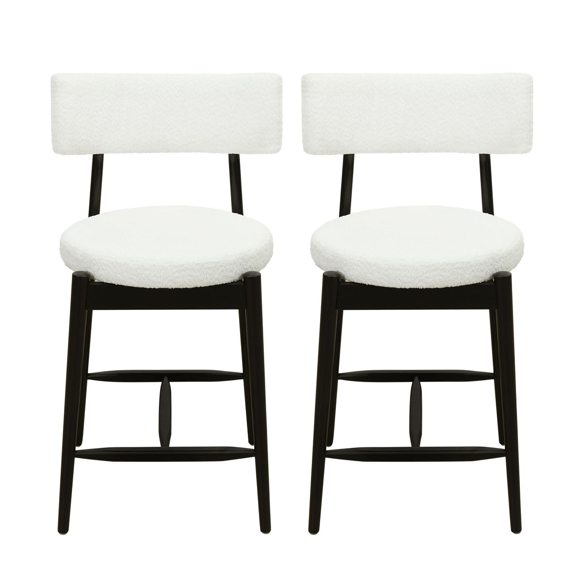 Mid Century Modern Counter Stools, Fabric Upholstered Chairs