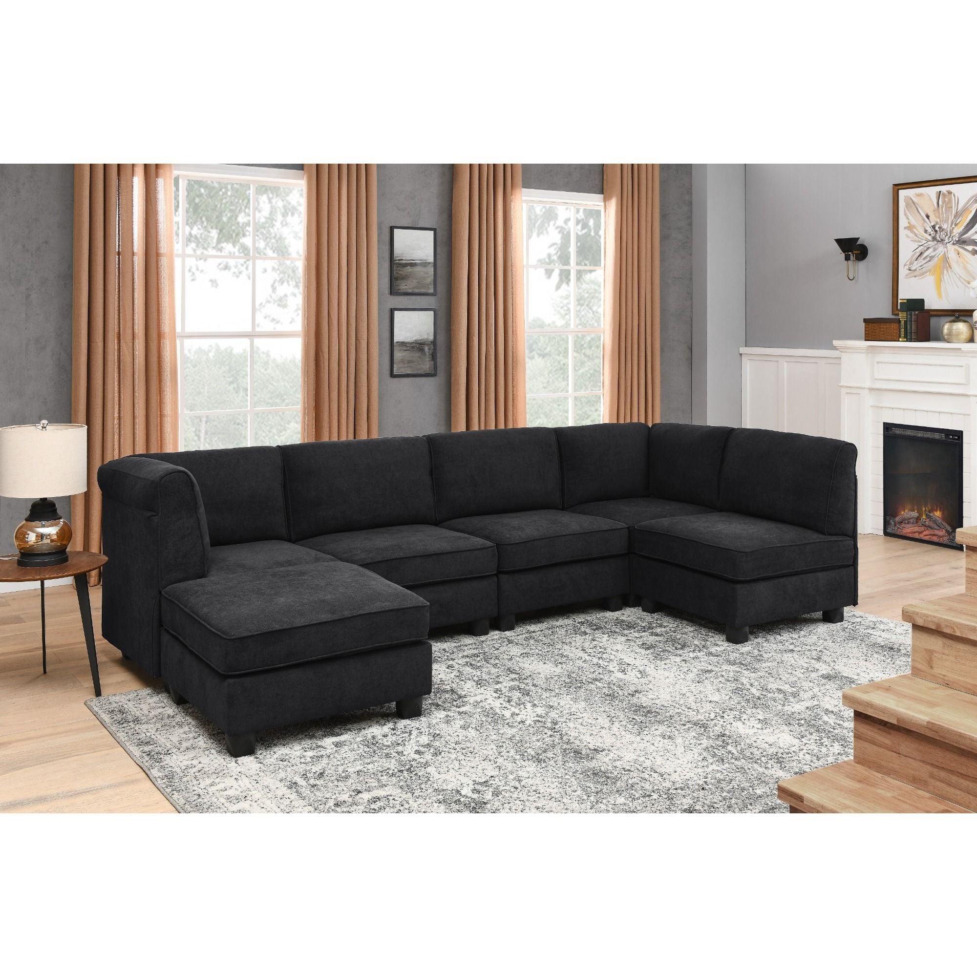 Upholstered Modular Sectional With Removable Cushions