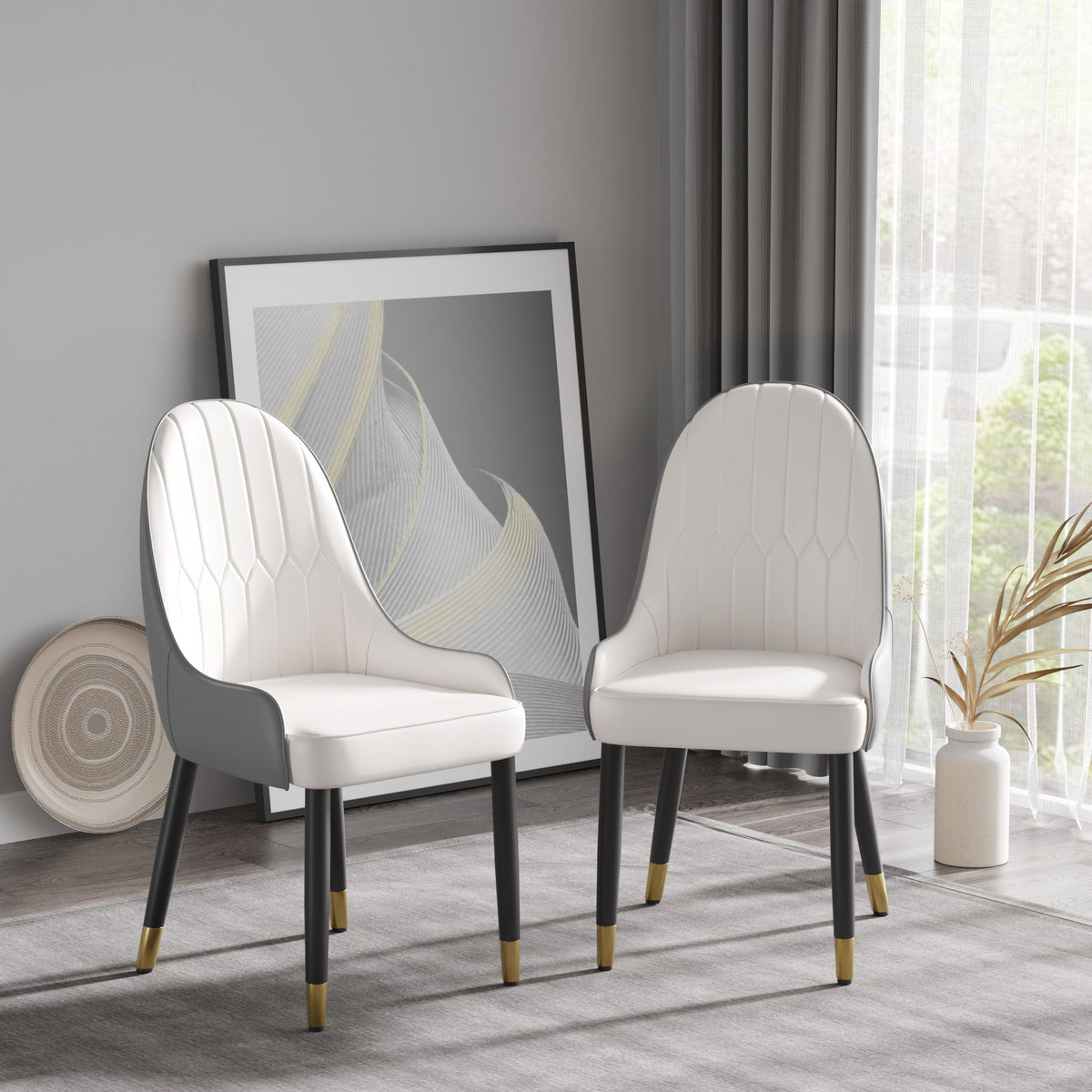 Modern Sponge-Filled Dining Chair, Solid Wood Metal Legs, Suitable For Restaurants, Living Rooms And Rooms (Set of 2)
