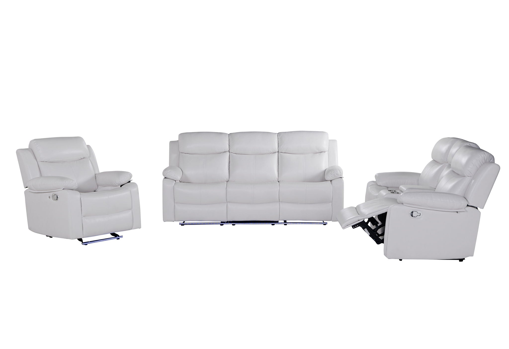 U6026 - Reclining Sofa With LED - White