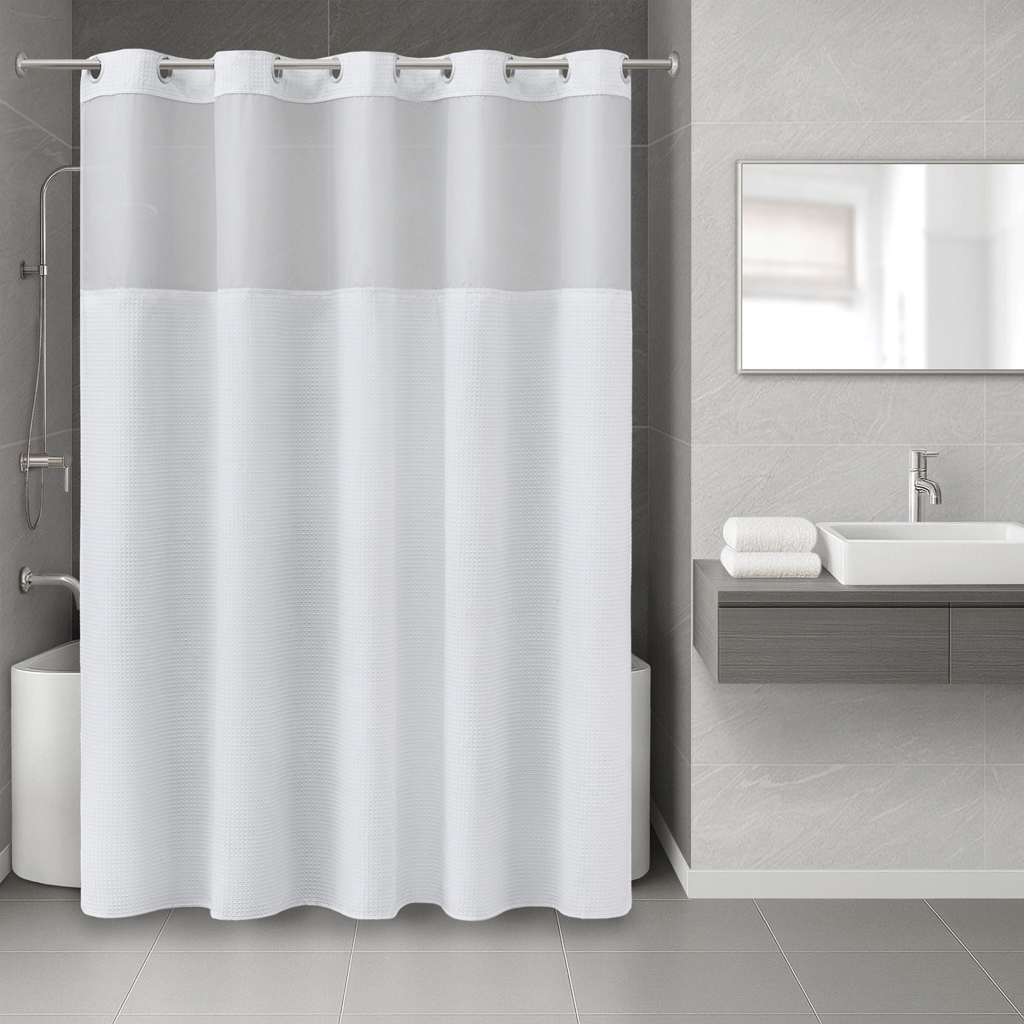 Plain Weave - Luxury Shower Curtain - White