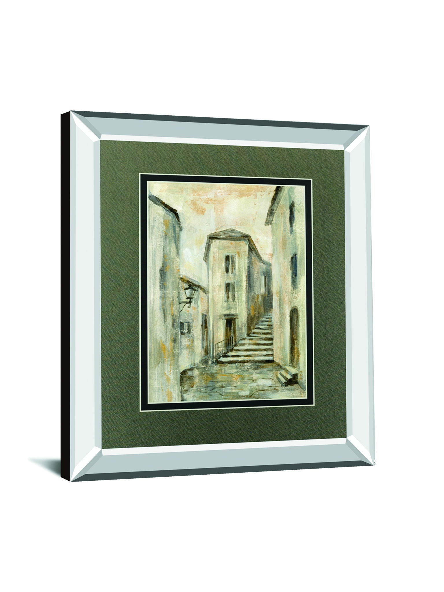 European Village I V2 By Silvia Vassileva Mirrored Frame - Light Brown