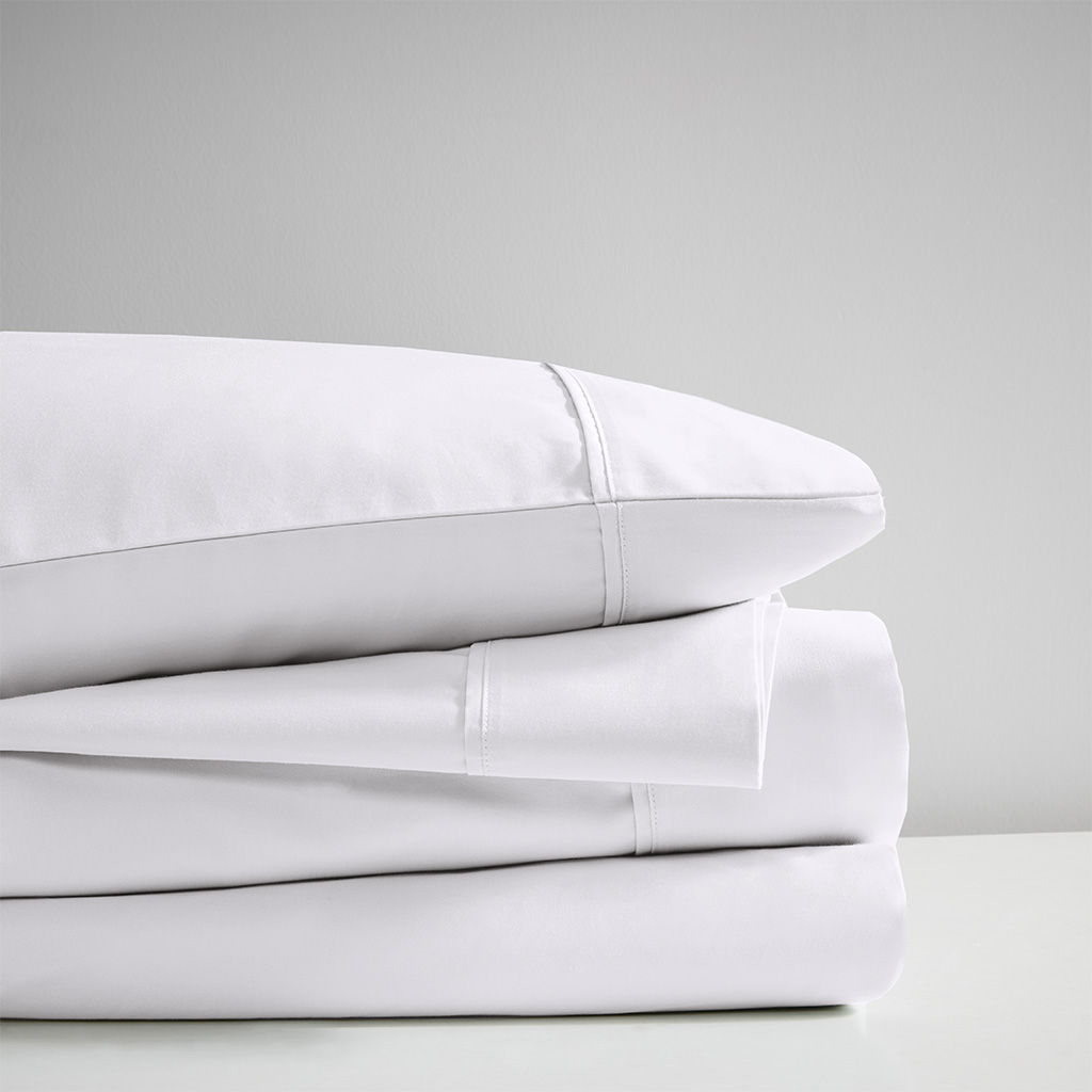 600 Thread Count - Cooling Cotton Blend 4 Piece Full Sheet Set - White