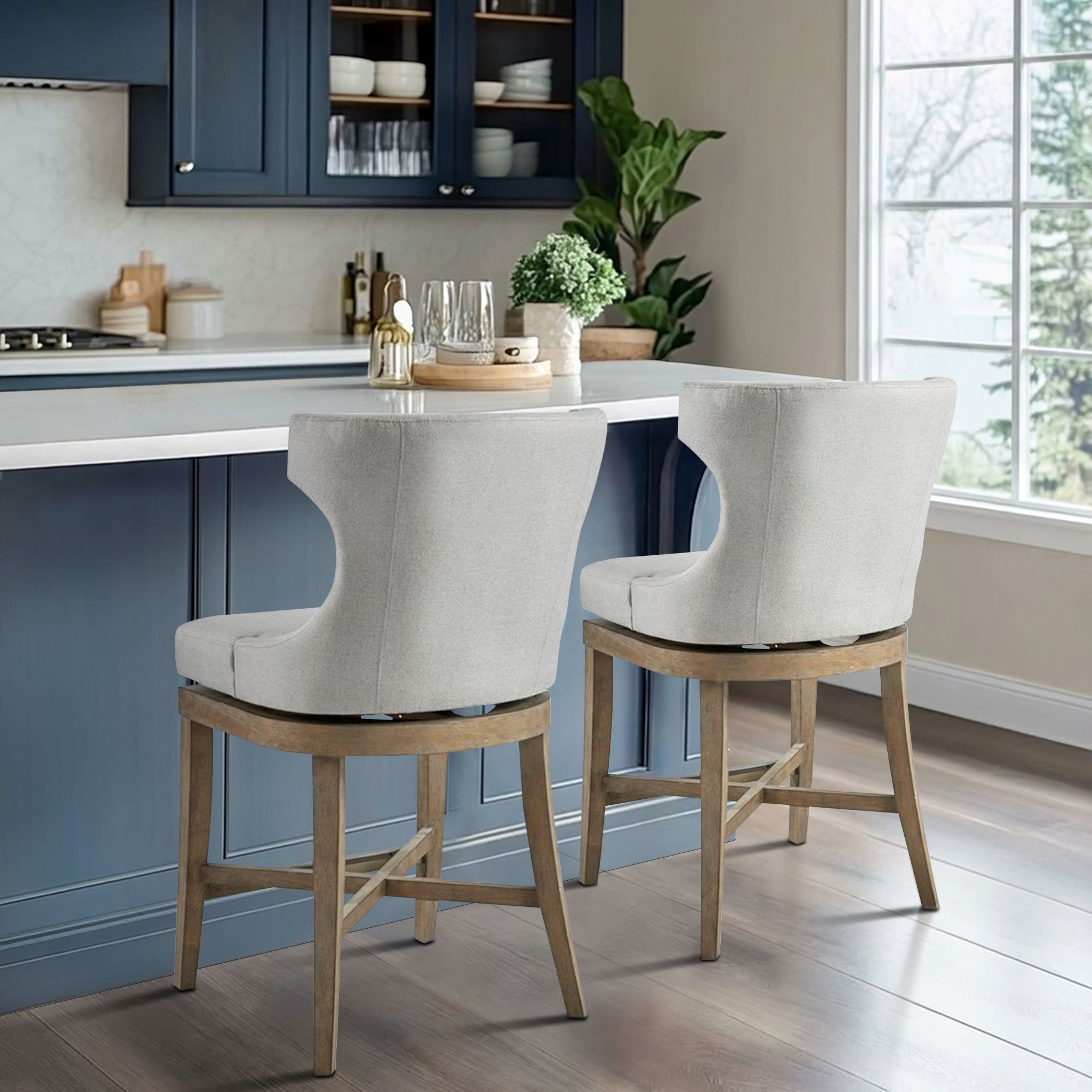 Carson - Counter Stool With Swivel Seat - Light Gray