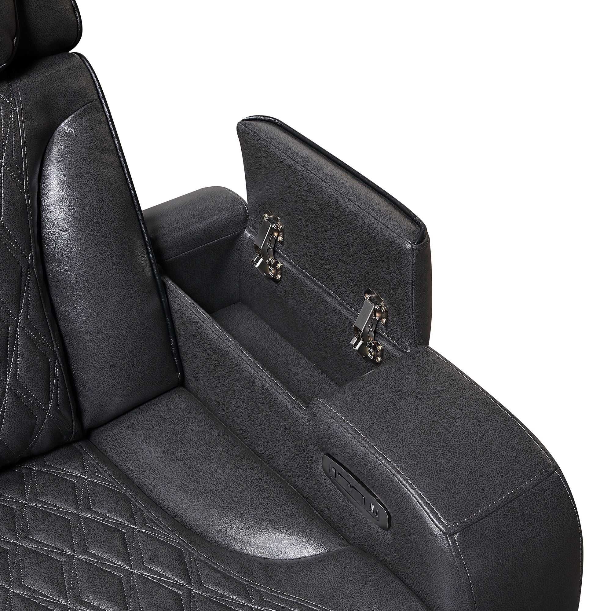 U8611 - Power Recliner With Power Headrest And LED - Charcoal