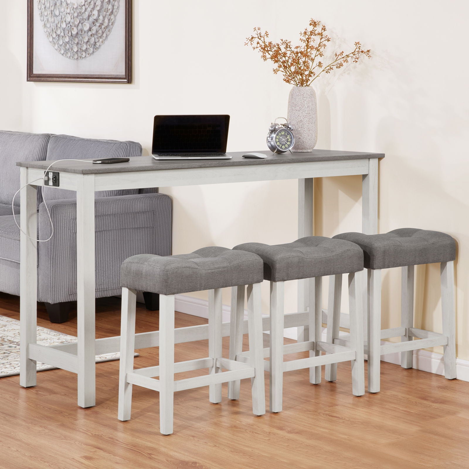 4 Piece Bar Table Set With Power Outlet