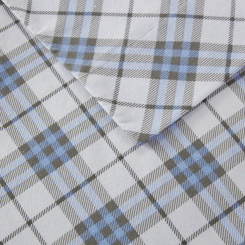 Cozy Flannel - King Sheet Set - Blue Plaid
